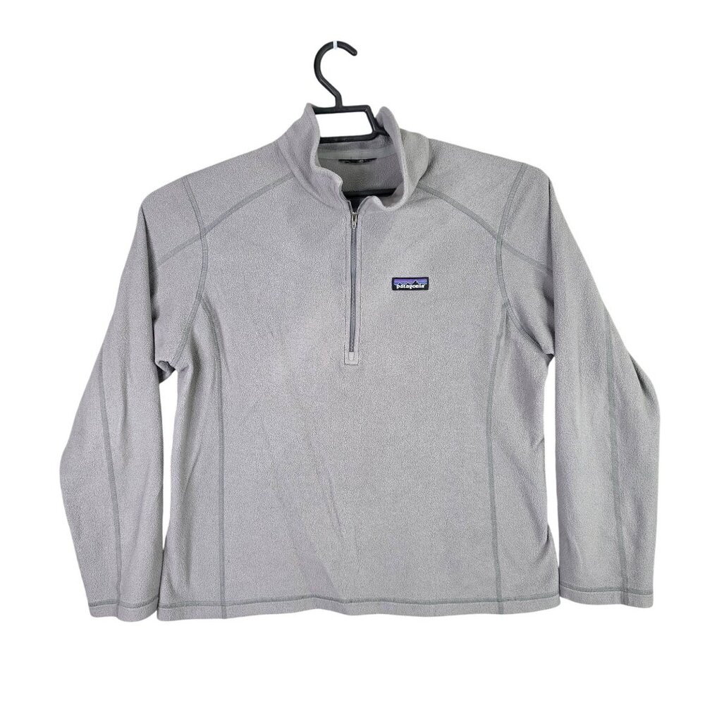 Womens Patagonia Gray 1/4 Zip Fleece Pullover Lightweight 100% Polyester Size M